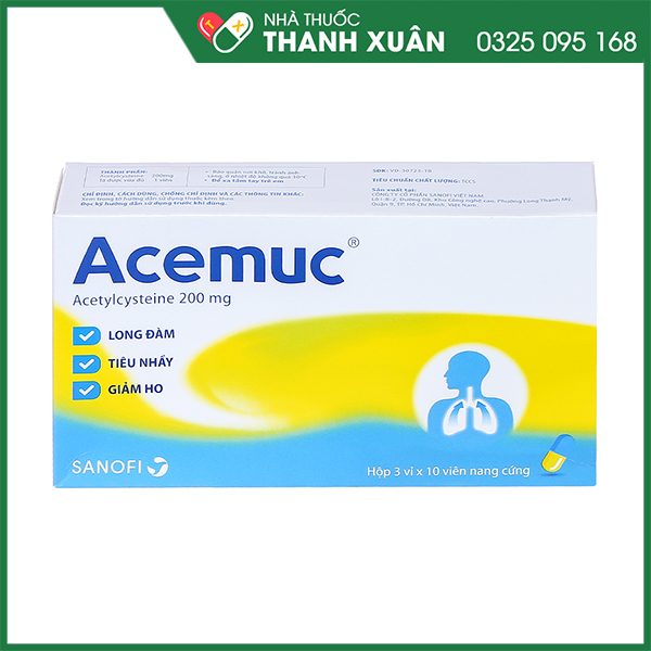 Acemuc 200mg tiêu nhầy trong bệnh lý hô hấp